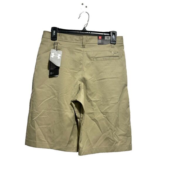 NWT Under Armour Boy's Chino Shorts Khaki 18 Solid‎ Mid Rise Performance Golf - Picture 2 of 8